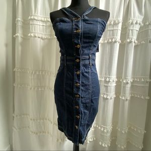 Mango Denim Halter Neck Dress